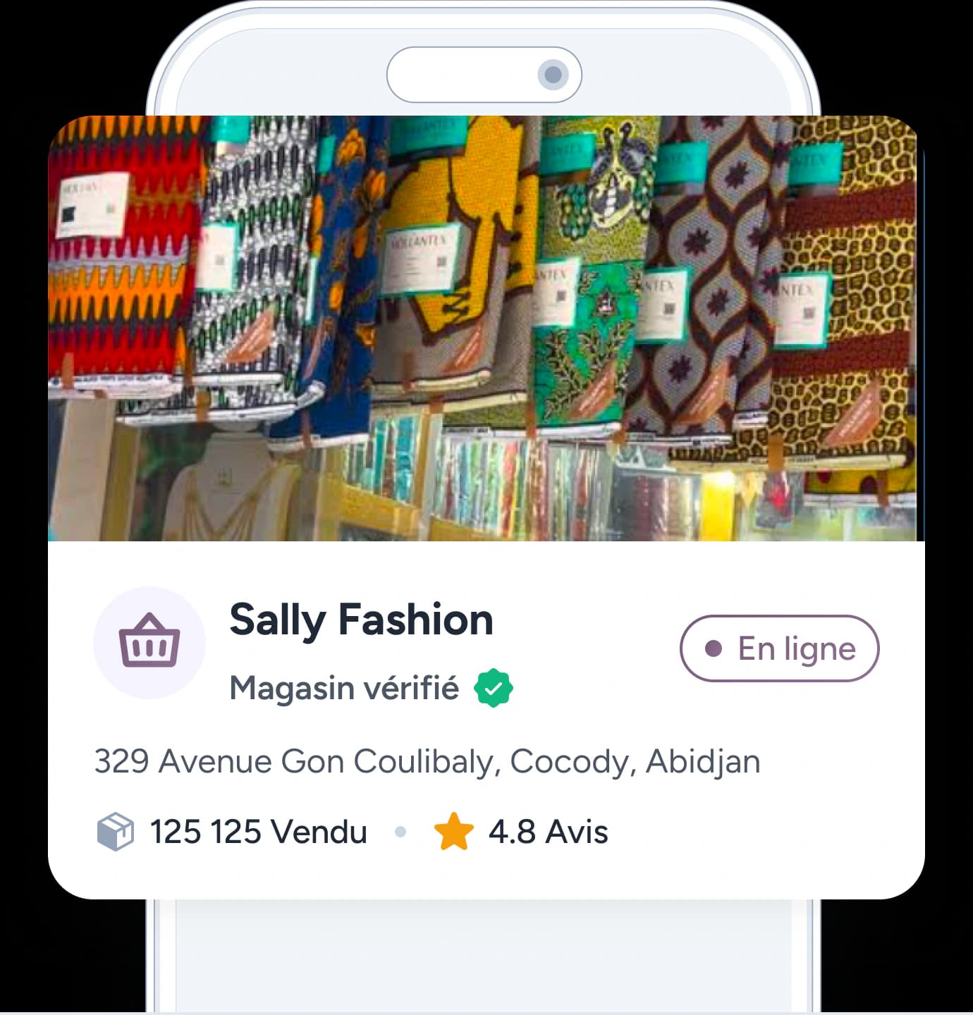 La boutique vérifiée Sally Fashion apparaît en ligne